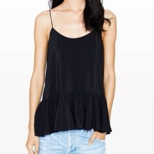Club Monaco silk spaghetti strap peplum tank
